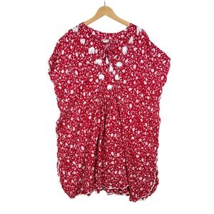 Club‎ Monaco Floral Tassel Detail Swim Coverup Dress size Medium/Large Red/White